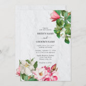 水彩マグノリア結婚花 招待状 (正面/裏面)