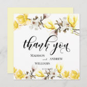 水彩マグノリア花の書道ありがとう サンキューカード (正面/裏面)