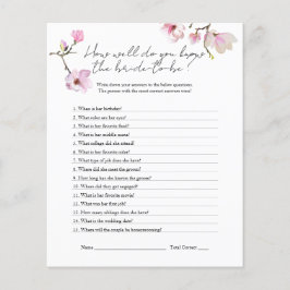 水彩マグノリア花嫁シャワーゲームを知る チラシ