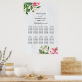 水彩マグノリア花結婚の座席表 ポスター (キッチン)