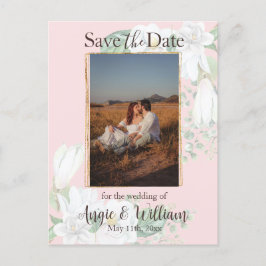 水彩マグノリア赤面日付写真を保存 ポストカード