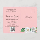 水彩マグノリア赤面日付写真を保存 ポストカード (裏面)