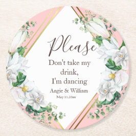 水彩マグノリア赤面私は踊り ラウンドペーパーコースター