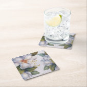 水彩マグノリア金ゴールドスクリプトカスタムウェディング スクエアペーパーコースター (インサイチュ)