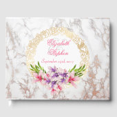 水彩マグノリア、フェイク大理石テクスチ結婚ャ ゲストブック (正面)