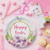 水彩マグノリア、大理石テクスチフェイクューイースター ペーパープレート (パーティー)