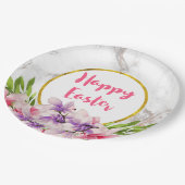 水彩マグノリア、大理石テクスチフェイクューイースター ペーパープレート (アングル)