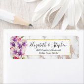 水彩マグノリア、大理石フェイクテクスチャ結婚ズ ラベル (インサイチュ)