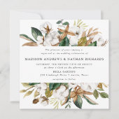 水彩マグノリア | 花のウェディング 招待状 (正面)