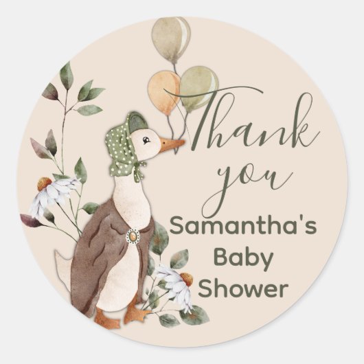 水彩マザーグースデイジー花ありがとう ラウンドシール (正面)