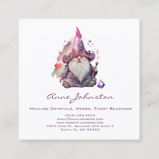 水彩マジック格言ウィザードパープル スクエア名刺 (裏面)