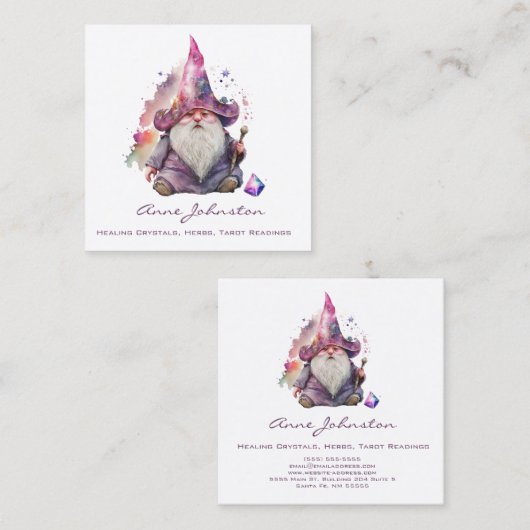 水彩マジック格言ウィザードパープル スクエア名刺 (正面/裏面)