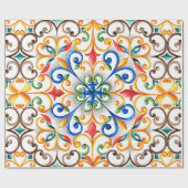 水彩マジョリカオーナメント ラッピングペーパー (フラット)