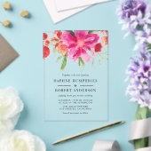 水彩マゼンタピンクの花植物園結婚の アクリル招待状 (インサイチュ (ウェディング))