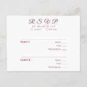 水彩マゼンタピーニー – RSVP-結婚s – はがき (裏面)