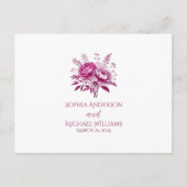 水彩マゼンタピーニー – RSVP-結婚s – はがき (正面)