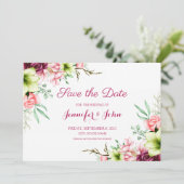 水彩マゼンタレッドアマリリスフローラ結婚ズ セーブザデート (スタンド正面)