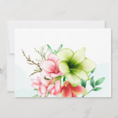 水彩マゼンタレッドアマリリスフローラ結婚ズ セーブザデート (裏面)