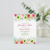 水彩マゼンタレッドアマリリスフローラ結婚ズ ポストカード (スタンド正面)