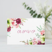 水彩マゼンタレッドアマリリスフローラ結婚ズ 出欠カード (スタンド正面)