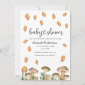 水彩マッシュルーム秋ベビーシャワー 招待状 (正面)