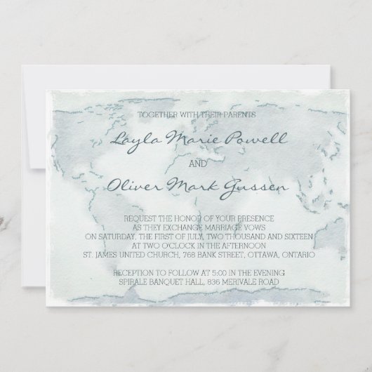 水彩マップ結婚式招待状 招待状 (正面)