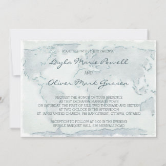 水彩マップ結婚式招待状 招待状