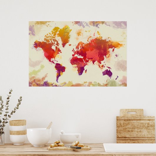 水彩マップ ポスター (キッチン)