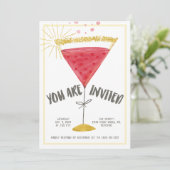 水彩マティーニグラス カクテルパーティーの招待状 招待状 (スタンド正面)