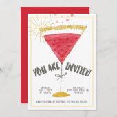 水彩マティーニグラス カクテルパーティーの招待状 招待状 (正面/裏面)
