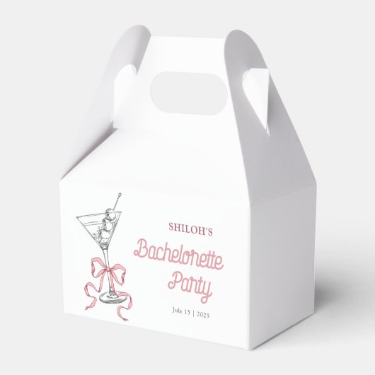 水彩マティーニ ピンクの弓 バチェロレッテパーティー フェイバーボックス (裏面サイド)