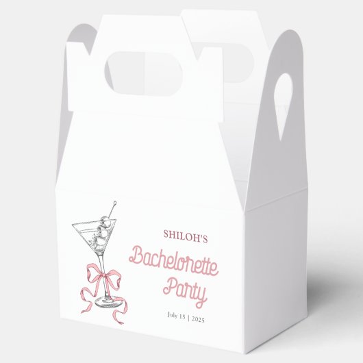 水彩マティーニ ピンクの弓 バチェロレッテパーティー フェイバーボックス (オープン)