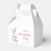 水彩マティーニ ピンクの弓 バチェロレッテパーティー フェイバーボックス (正面サイド)