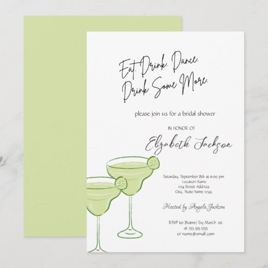 水彩マティーニ ブライダルシャワー 招待状 (正面/裏面)