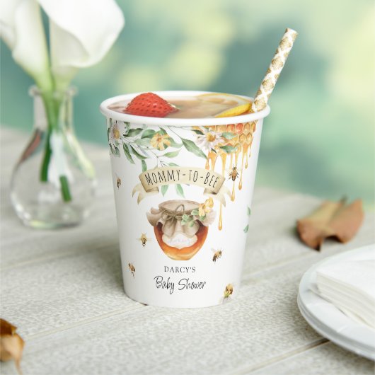 水彩ママとビーはちみつ赤ちゃんシャワー 紙コップ (インサイチュ)