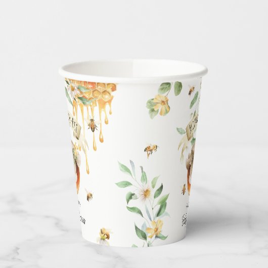 水彩ママとビーはちみつ赤ちゃんシャワー 紙コップ (左)