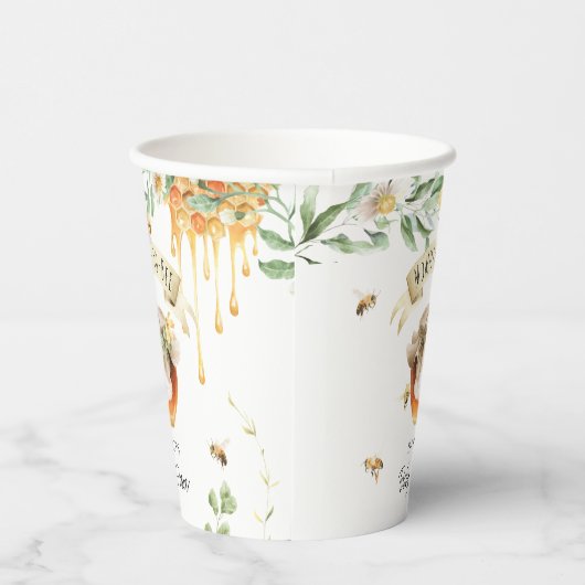 水彩ママとビーはちみつ赤ちゃんシャワー 紙コップ (右)