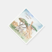 水彩ママとベビーアフリカ動物 スタンダードカクテルナプキン (角)