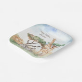 水彩ママとベビーアフリカ動物 ペーパープレート (傾斜あり)