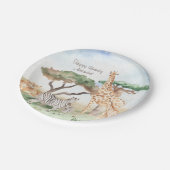 水彩ママとベビーアフリカ動物 ペーパープレート (アングル)