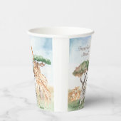 水彩ママとベビーアフリカ動物 紙コップ (右)