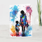 水彩ママと娘 | 母の日 カード (正面)