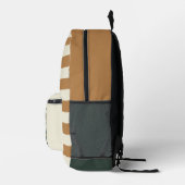 水彩ママフクロウ&オウレットブラウンストライプ模様 プリントバックパック (右)