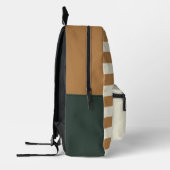 水彩ママフクロウ&オウレットブラウンストライプ模様 プリントバックパック (左)