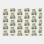 水彩ママフクロウ&フクロウのアースカラー ラッピングペーパーシート (正面)