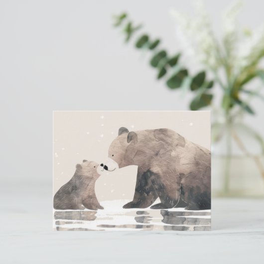 水彩ママベア&かわいい母の日 ポストカード (スタンド正面)