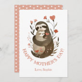 水彩マママスロース&ベビーかわいい母のデイカード シーズンカード (正面/裏面)