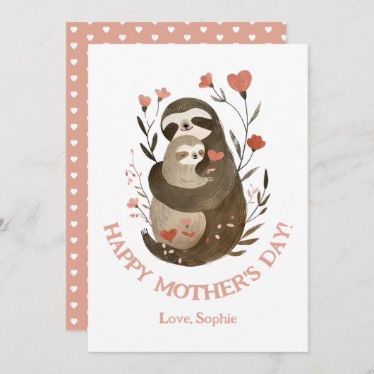 水彩マママスロース&ベビーかわいい母のデイカード シーズンカード (正面/裏面)