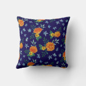 水彩マリゴドボラージフラワーネイビーブルー クッション (裏面)