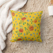 水彩マリゴドボラージュ花金ゴールド黄 クッション (ブランケット)